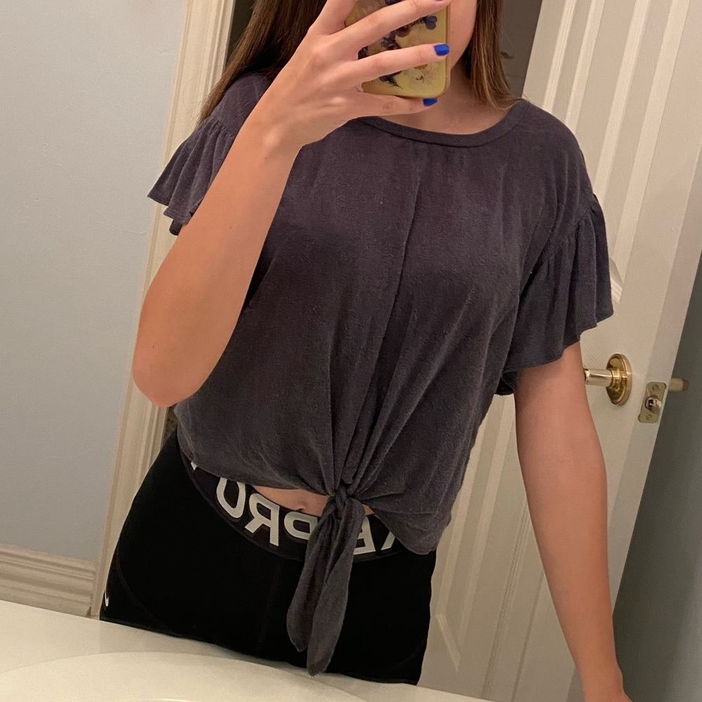 Grey Tie Top